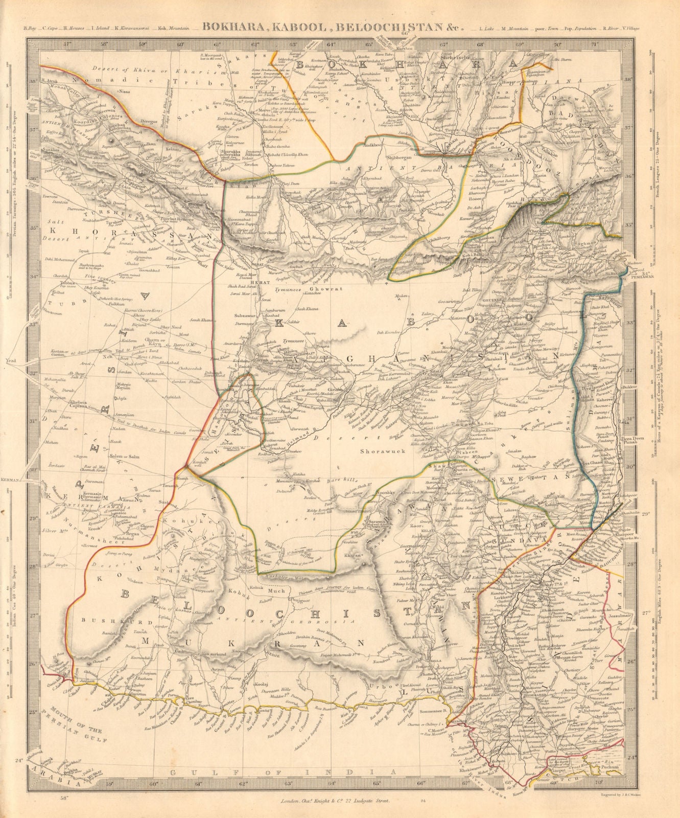 BOKHARA KABUL & BALUCHISTAN. Afghanistan Khorassan Sinde Pakistan. SDUK 1846 map